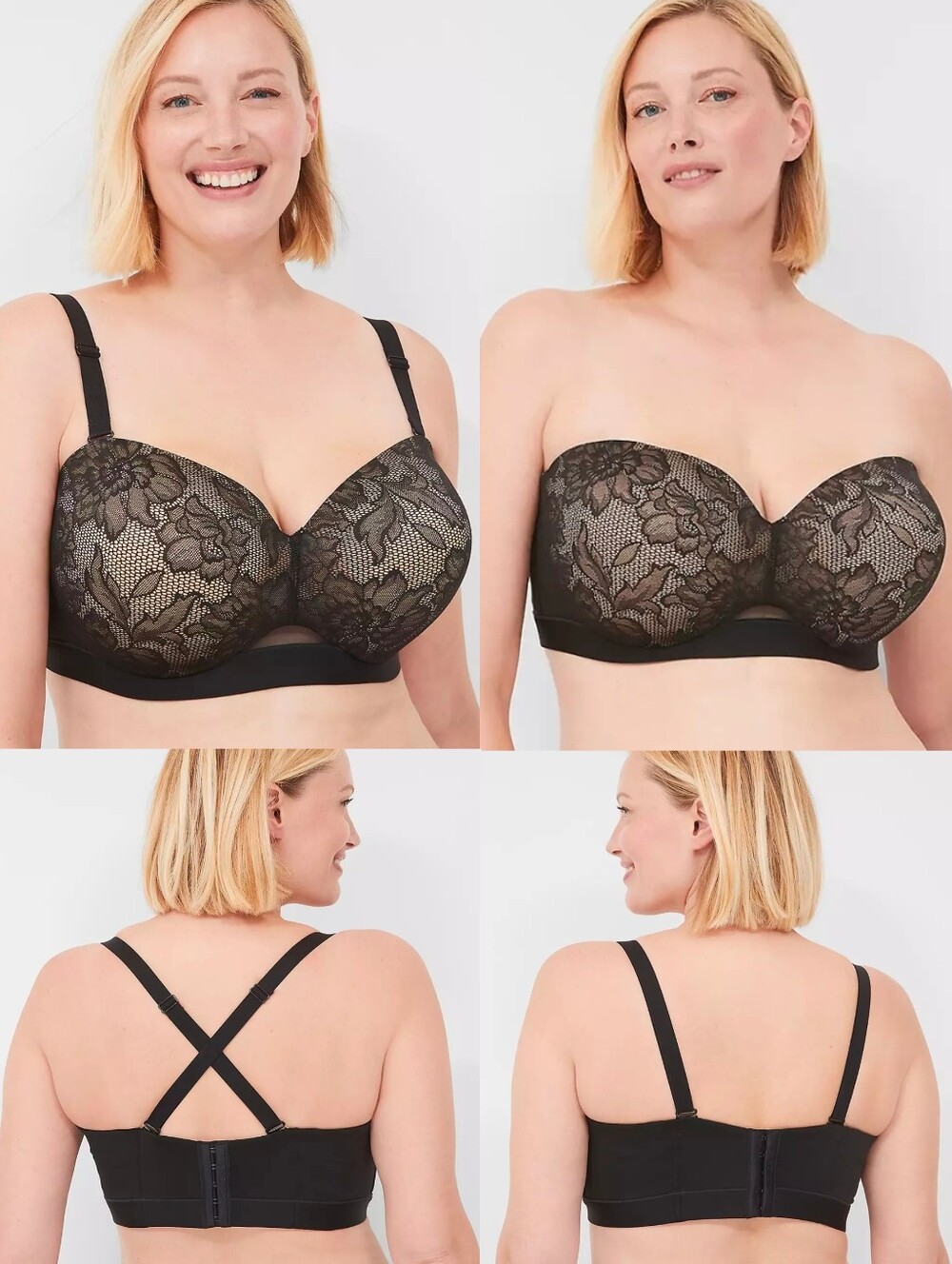 New CACIQUE Comfort Bliss Multi-Way Strapless Bra 44C NWOT